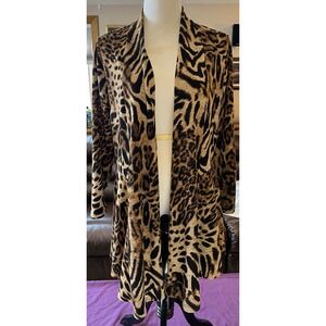 Cover Charge Womens Size 1X Leopard Print Cardigan Knit Stretch Open NWOT